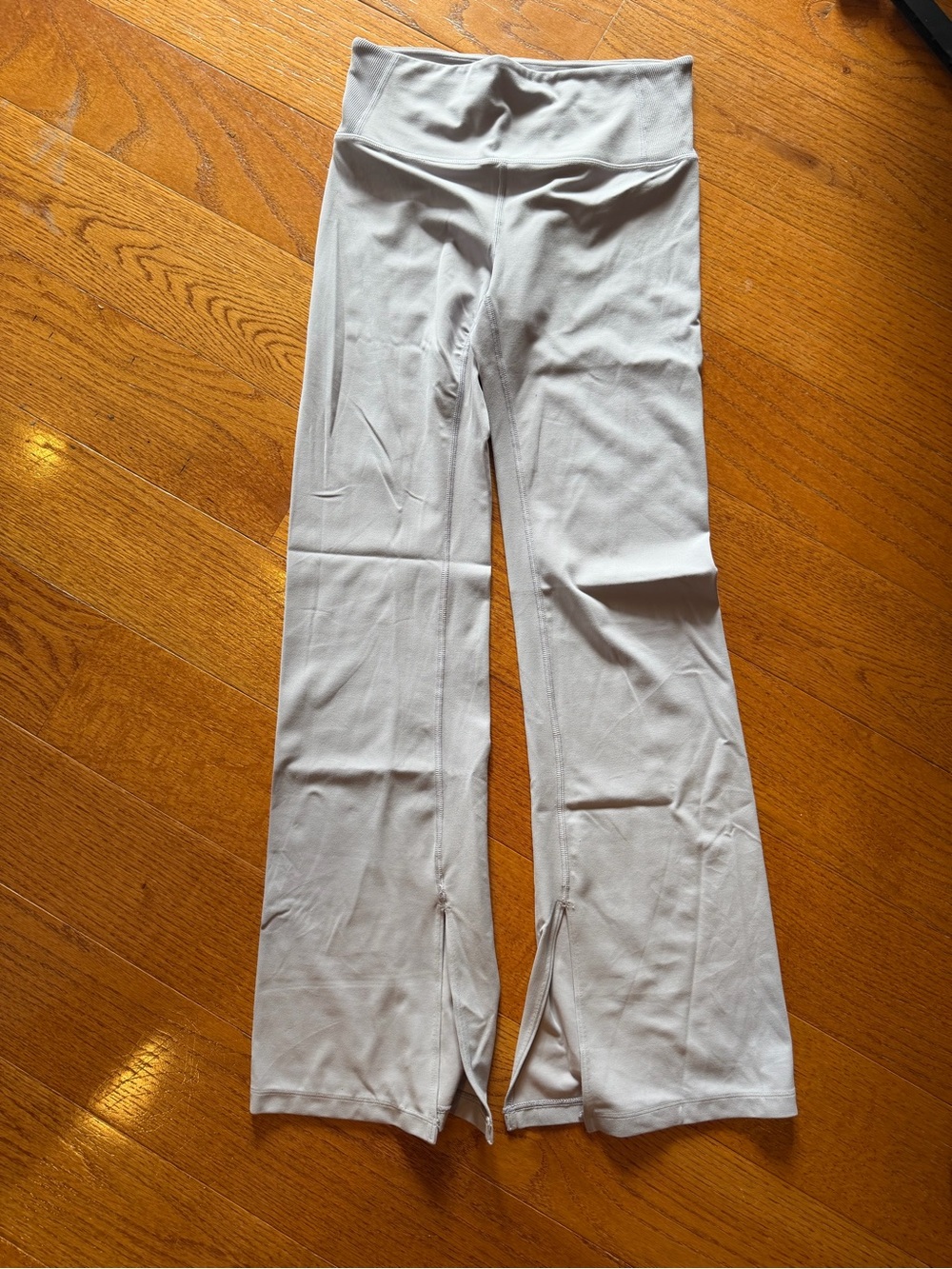Athleta Light Purple Flare Leggings with Ankle Zips